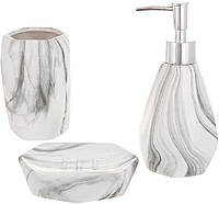 Набор керамических аксессуаров для ванной комнаты Gray marble 3 предмета ceramic DP219252 Bon HR, код: 8390212