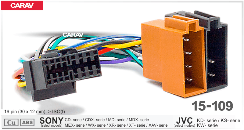 Роз'єм для магнітоли Sony, JVC Carav 15-109