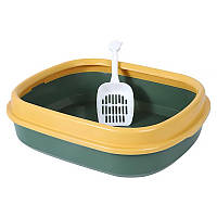 Туалет лоток для кошек с лопаткой Taotaopets 225501 46*38*13 см Green sh