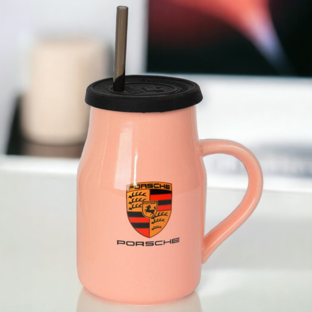 Кружка з кришкою і трубкою "Авто-Італі", 400мл (Велика чашка з трубочкою)