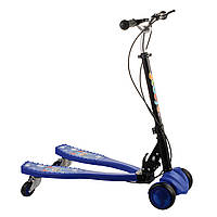 Scooter детский двухколесный самокат с двумя платформами и светящимися колесами (синий) ph2blue se