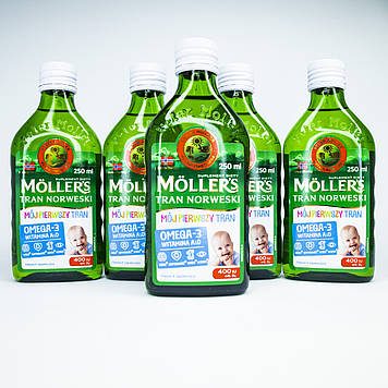 Риб'ячий жир для дітей від 1 місяця Моллерс Тран Mollers tran omega-3 250 мл  Норвегія