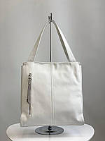 Белая женская сумка шоппер для покупок из эко кожи итальянского бренда GildaTohetti.