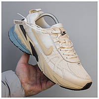 Мужские кроссовки Nike V2K Runtekk Run Beige Blue, бежевые кожаные кроссовки найк V2K рантек