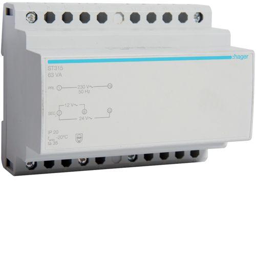 Трансформатор на din-рейку 220В/24В/12В 63ВА ST315 Hager