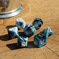 Кубики гральні ДНД Комплект 7шт. Чорниця-мармур Blueberry Marble Dice for DND