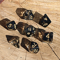 Кубики гральні ДНД Комплект 7шт. Чорні Black and Clear Dice for DND