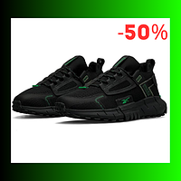 Кроссовки Рибок зиг кинетик фит черный зеленый Кроссы Reebok zig kinetica edge fit black green Качество огонь