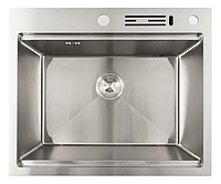 Кухонная мойка врезная из нержавеющей стали 6050 Platinum квадратная матовая, прямоугольная, металлическая