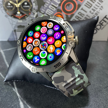 Смарт розумний годинник чоловічий для військових із дзвінком Smart Watch круглі для чоловіків Bluetooth Modfit Combat