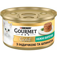 Влажный корм для кошек Purina Gourmet Gold. Нежные биточки с индейкой и шпинатом 85 г 7613035442245 n