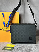 Мужская брендовая сумка-мессенджер "Louis Vuitton District PM Damier Infini" (Люкс качество)