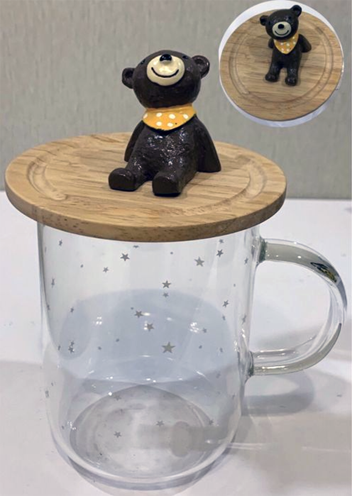 Чашка скляна з кришкою "Зоо-сад", 550мл (Кружка з кришкою для чаю)