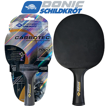 Ракетка для настільного тенісу професійна карбонова Donic Carbotec 7000 ITTF товщина накладки 2,3 мм, фото 1