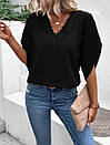 Чорна літня легка блуза, фото 3