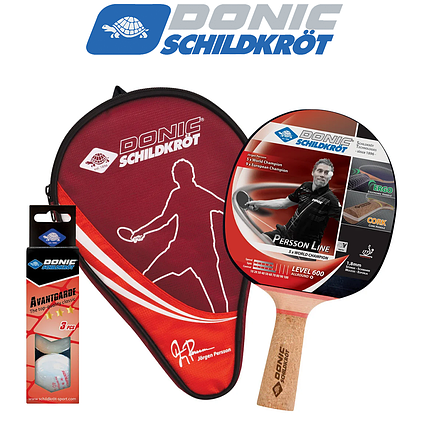 Набір для настільного тенісу п'ять шарів дерева Donic Persson 600 Gift Set 1 ракетка 3 м'ячі чохол, фото 1