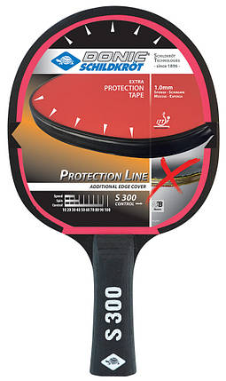 Ракетка для настільного тенісу п'ять шарів дерева Donic Protection Line 300 ITTF товщина накладки 1,0 мм, фото 3