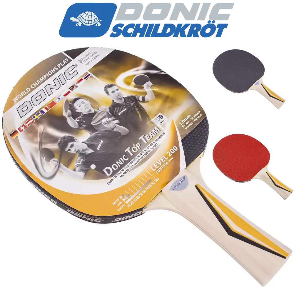 Ракетка для настільного тенісу п'ять шарів дерева Donic Top Team 200 ITTF товщина накладки 1,0 мм