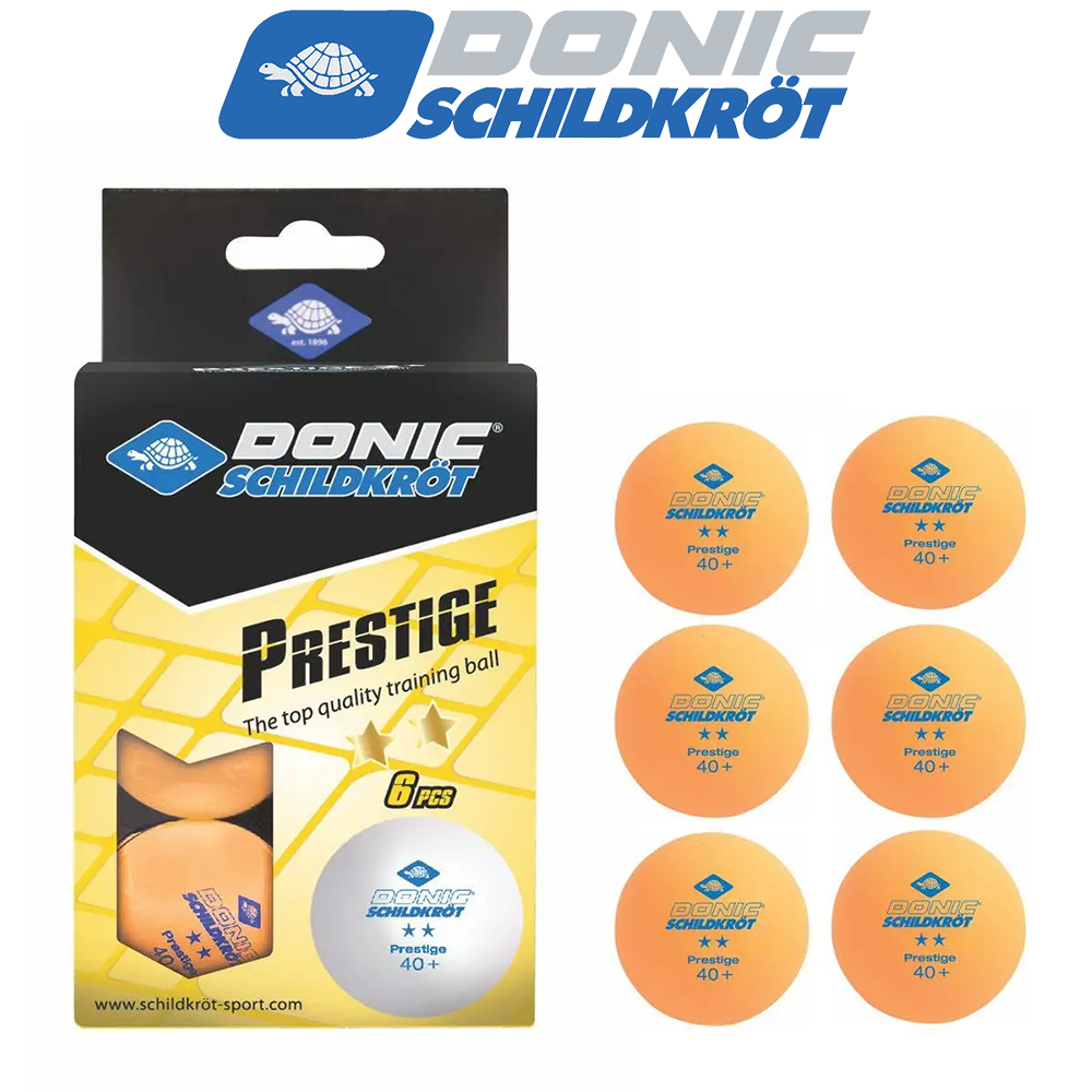 М'ячі для настільного тенісу м'ячики для пінг-понгу Donic-Schildkröt Prestige 2* помаранчеві 6 шт