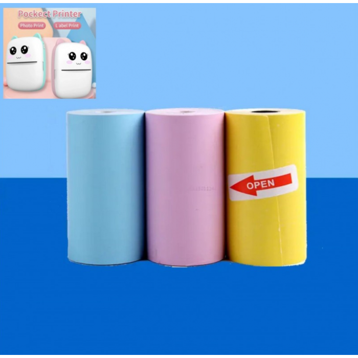 Набір кольорового паперу для мобільного міні термопринтера Mini printer 3 шт.