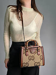 Жіноча сумка Гуччі коричнева Gucci Brown Diana Mini