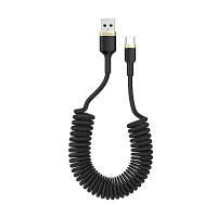 Дата кабель USB 2.0 AM to Type-C 1.0m spiral black ColorWay CW-CBUC051-BK GHF