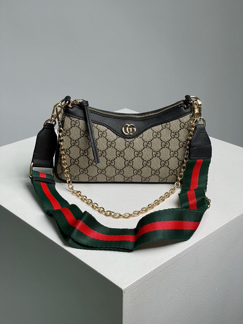 Жіноча сумка Гуччі сіра Gucci Ophidia Small Handbag Grey Canvas