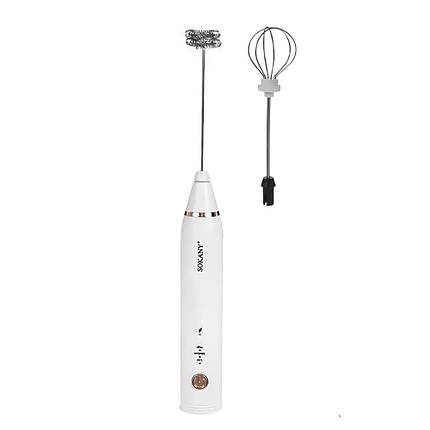 Капучинатор акумуляторний з USB зарядкою Sokany SK-201A 1200 мАч безшумний 2 насадки, фото 1