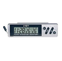 Автомобильные часы VST 7067 с будильником электронные серые KS, код: 7848542
