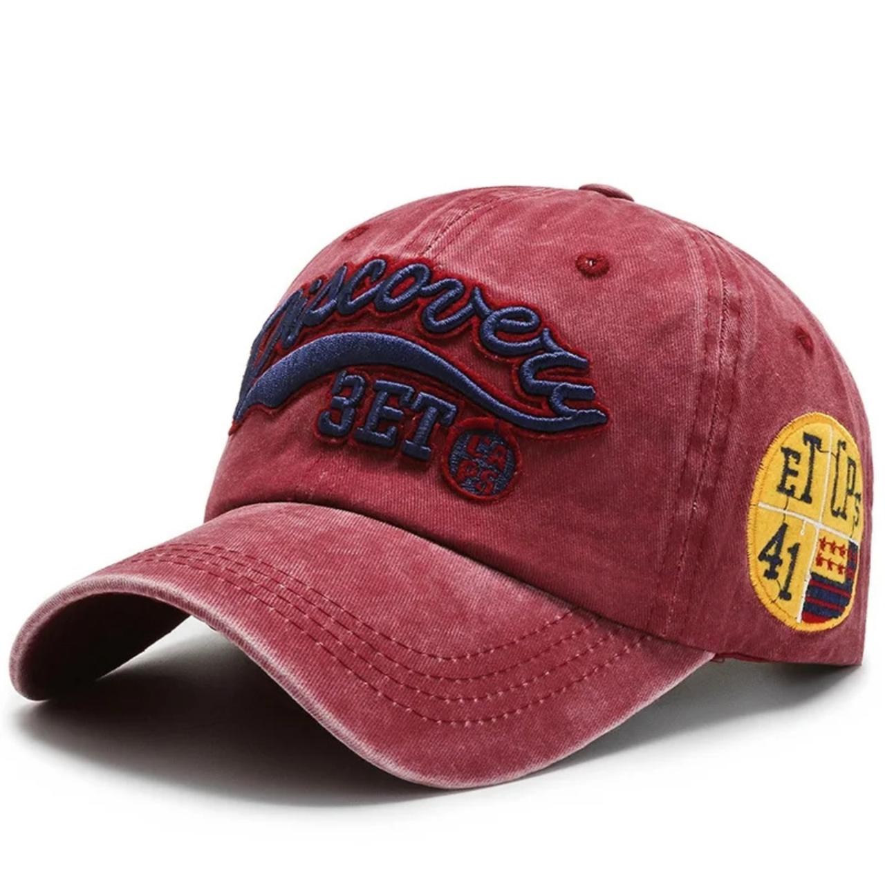 Червона кепка блайзер напис Discovery 3ET Caps. Стильна бейсболка, блайзер, кепка. Молодіжний блайзер унісекс.