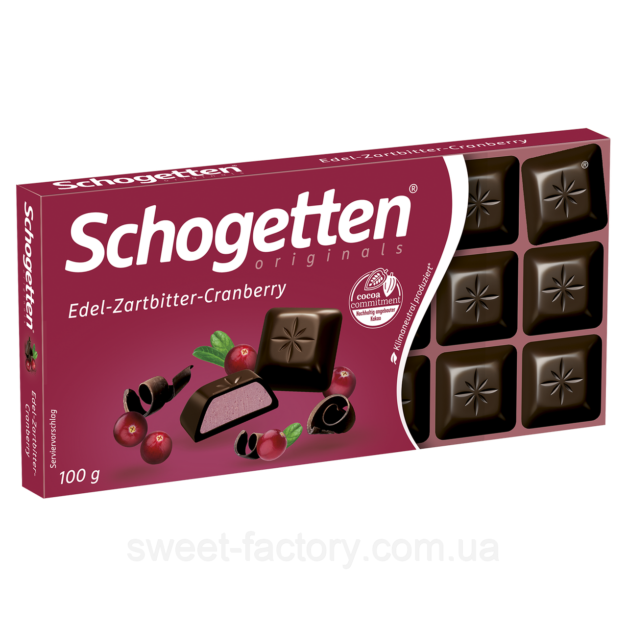 Шоколад Schogetten Originals Edel Zartbitter Cranberry 100g, фото 1