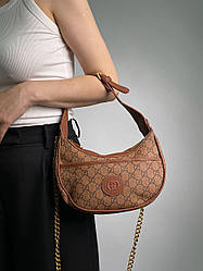 Жіноча сумка Гуччі коричнева Gucci Brown Half-Moon-Shaped Mini