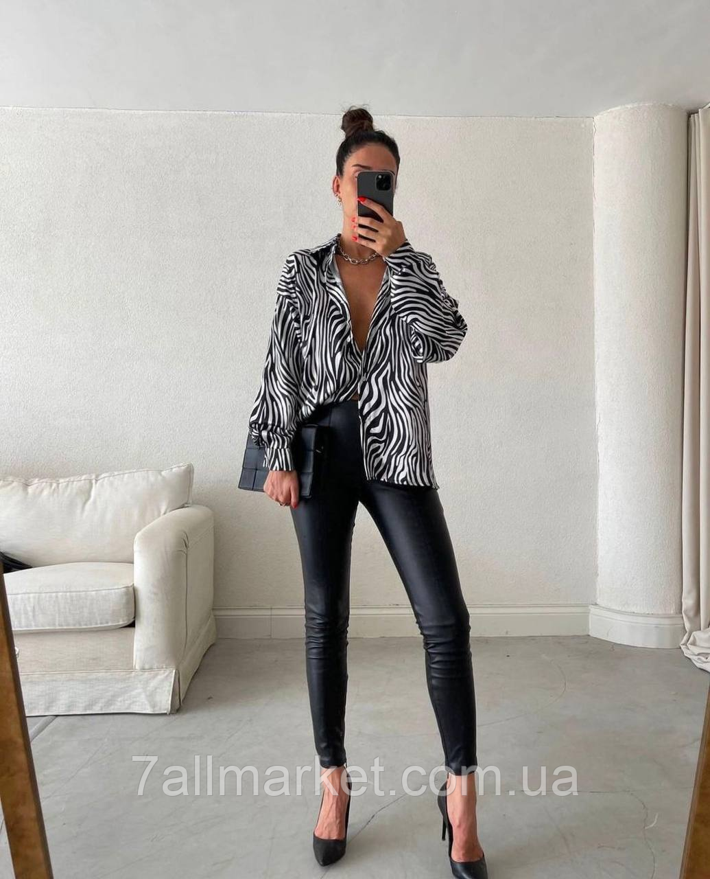 Сорочка жіноча софт із принтом Зебра р: 42-46 "Papa Fashion" недорого від прямого постачальника idm932068