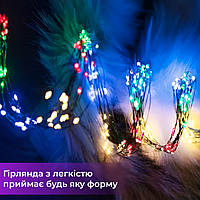 Гірлянда кінський хвіст Роса 10 ниток на 200 LED лампочок світлодіодна мідний провід 2 м по 20 діодів