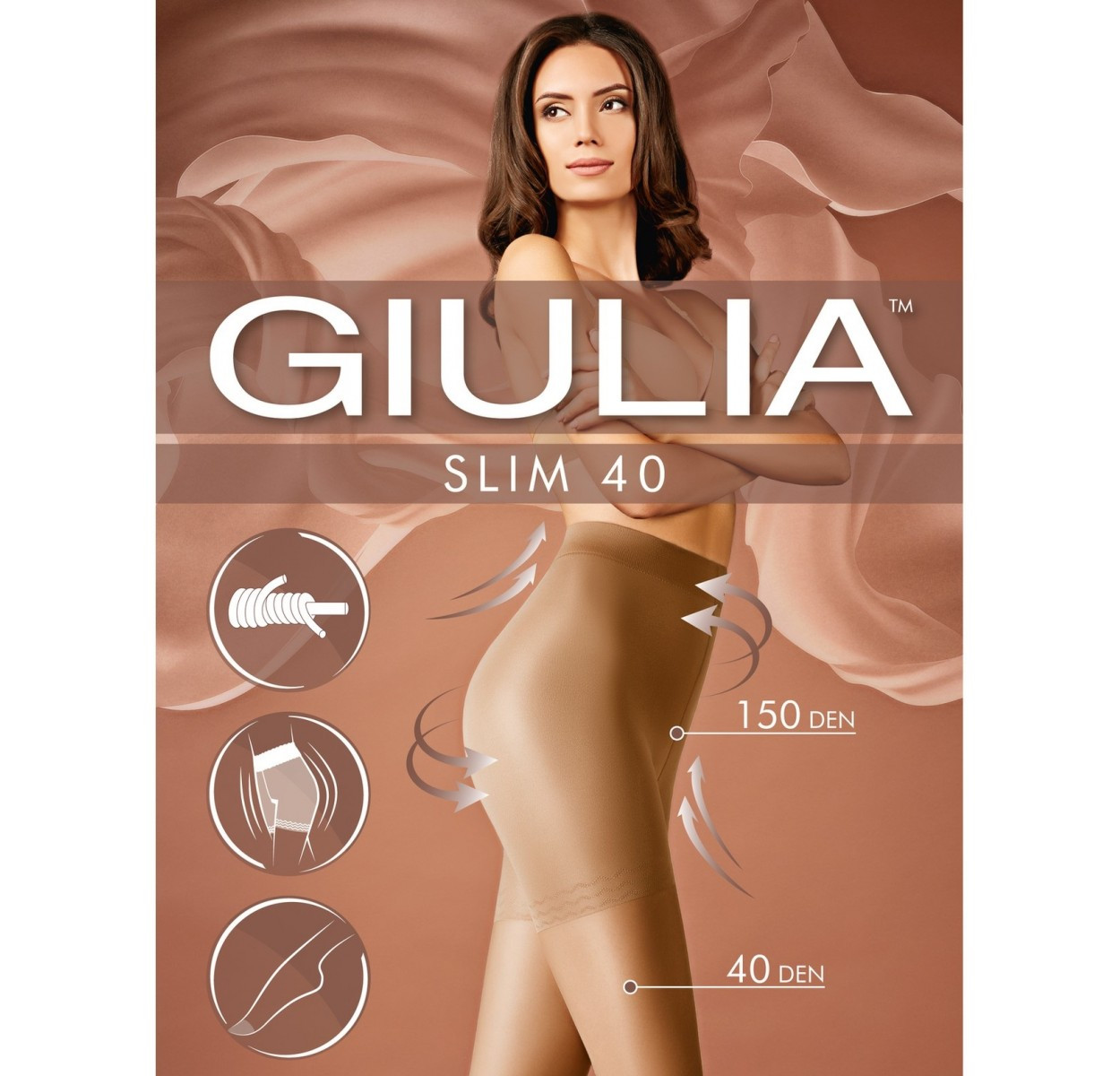 Коригувальні колготки зі стягувальними шортиками Giulia 40 den Моделювальні колготи для фігури жіночі