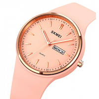 Стильний яскравий наручний годинник для жінок Skmei 1747PK, трендовий жіночий кварцовий годинник скмей