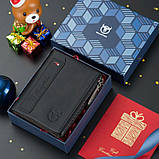 Чоловічий гаманець із натуральної шкіри. Шкіряний гаманець чоловічий портмоне зі шкіри Чорний, фото 2