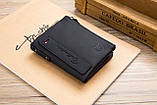 Чоловічий гаманець із натуральної шкіри. Шкіряний гаманець чоловічий портмоне зі шкіри Чорний, фото 8