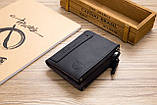 Чоловічий гаманець із натуральної шкіри. Шкіряний гаманець чоловічий портмоне зі шкіри Чорний, фото 9