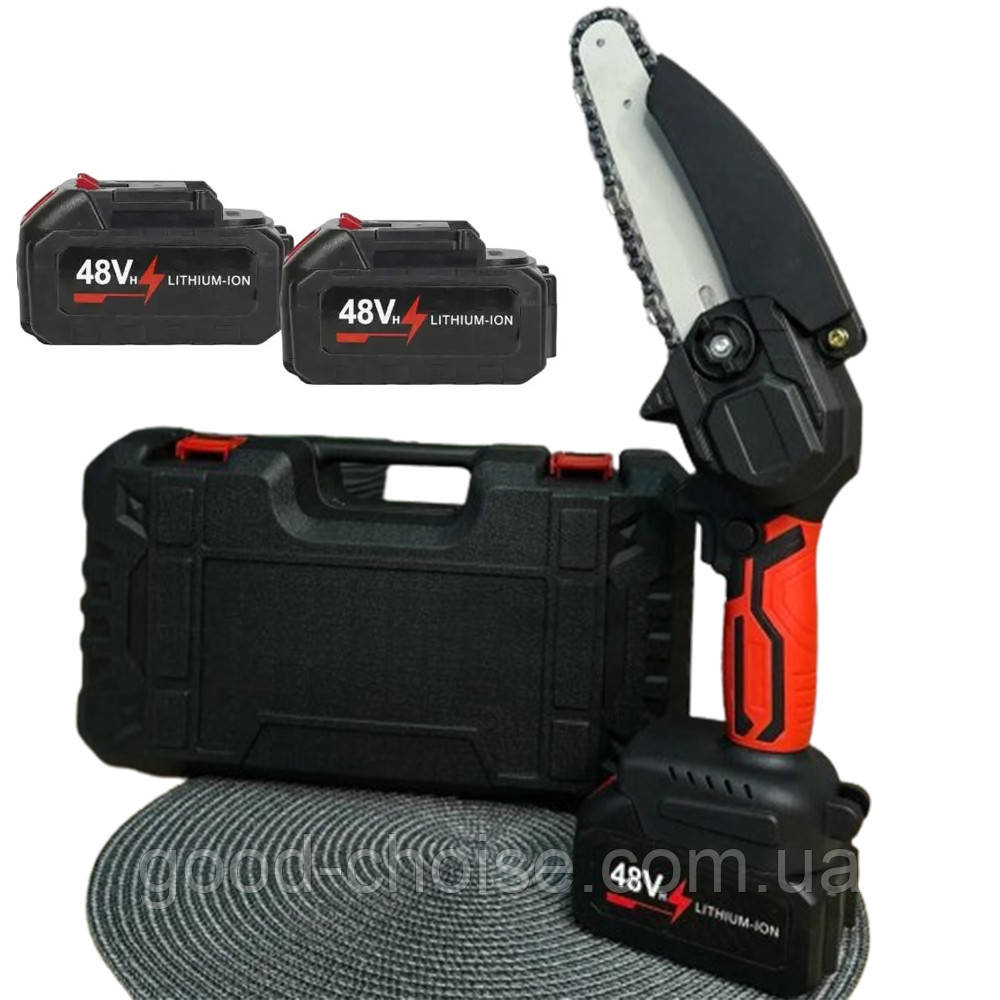 Аккумуляторная цепная мини-пила + 2 аккумулятора 48В / Ручная ...