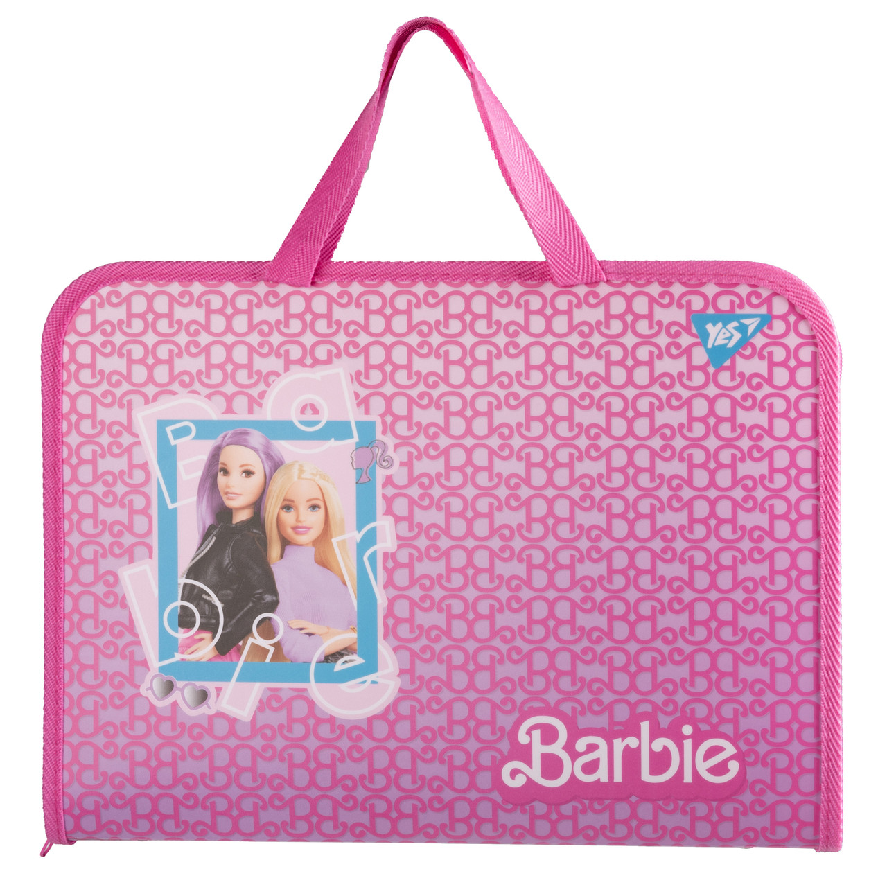Папка-портфель пласт. В4 "Yes" на блиск.з ткан.ручками Barbie 492240