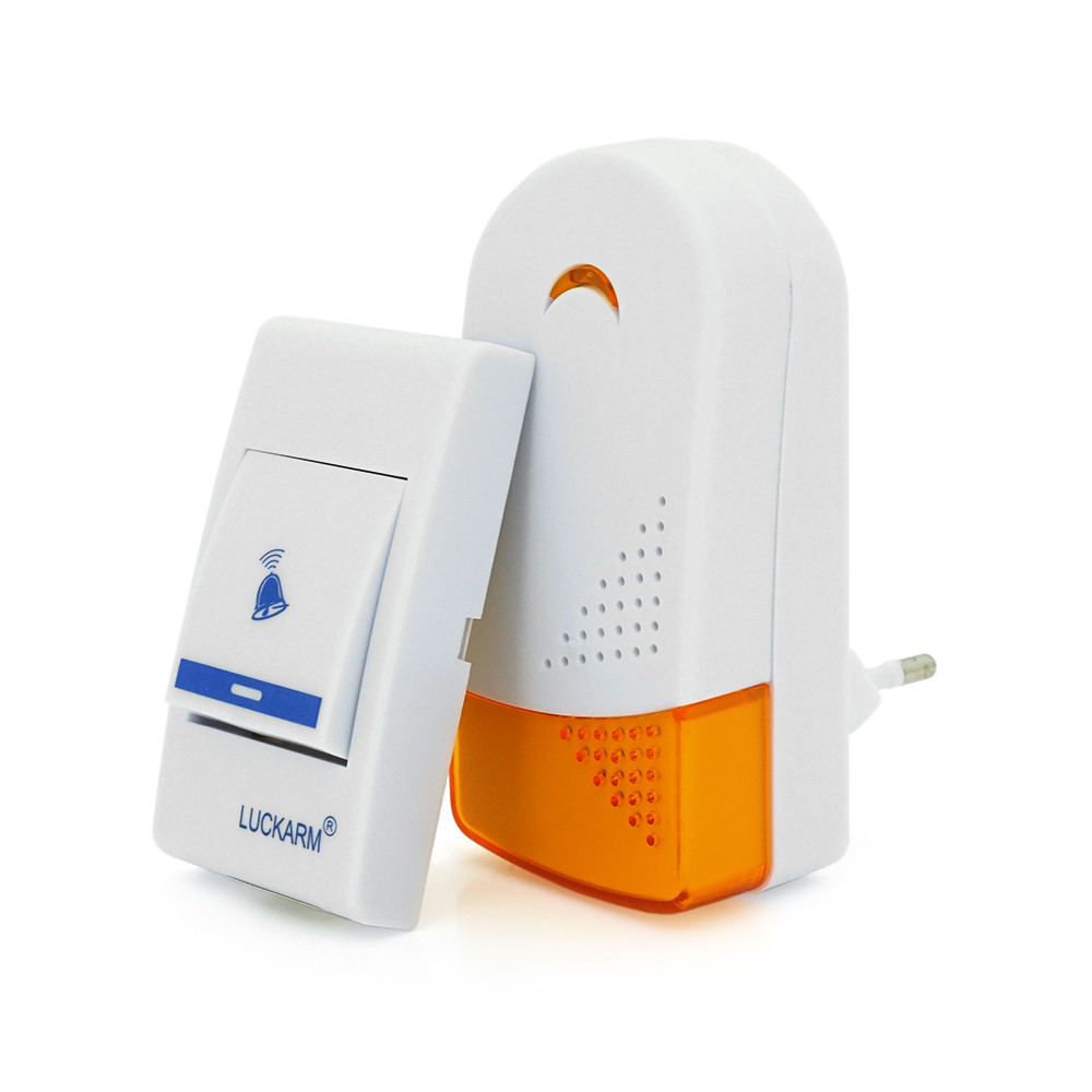 Бездротовий дверний дзвінок Luckarm 8603, приймач-передавач, 15 мелодій, світлооповіщення, дальність 90 метрів, White, Blister