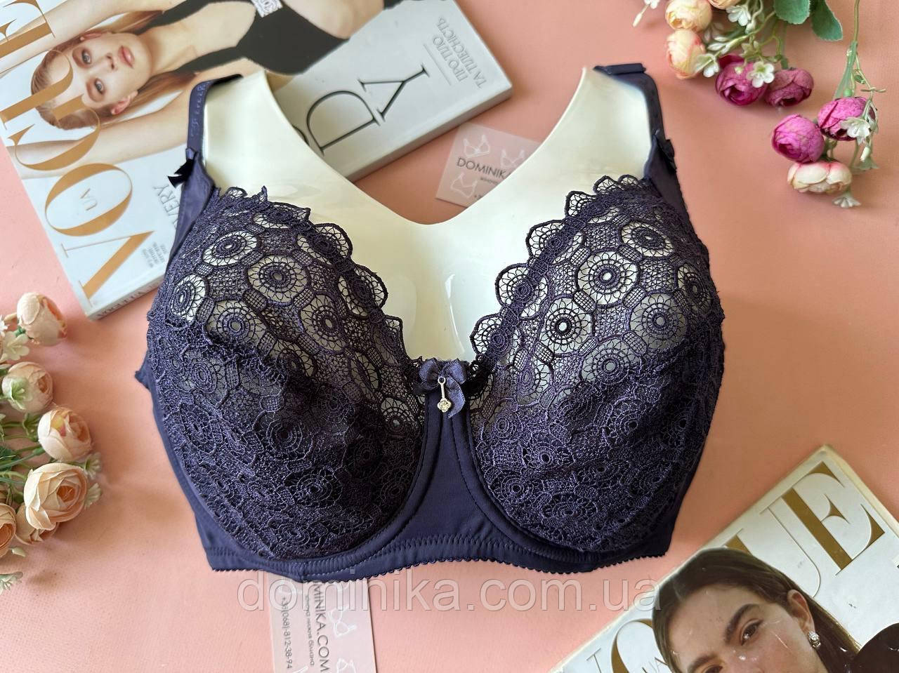 80G М'який бюстгальтер великого розміру в чашці G, фіолетовий