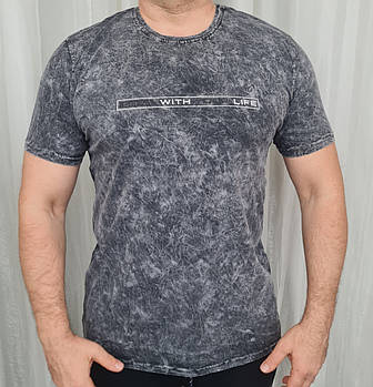 Чоловіча футболка однотонна темно-сірий колір. Розмір 3XL 4XL.