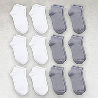 Женские базовые носки 12 пар укороченные «Белый & Серый» хлопок высокого качества размер 35-38
