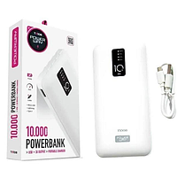 Павербанк Powerbank TX-108 10000 mAh з кабелями USB-Micro, Lighting, Портативний зовнішній акумулятор Power Bank