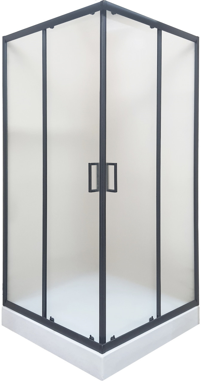 Душова кабіна чорна Sunways 90x90 см з квадратним низьким пiддоном матове загартоване скло 5мм