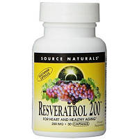 Антиоксидант Source Naturals Ресвератрол, 200 мг, Resveratrol, 30 таблеток (SN2292) - Вища Якість та Гарантія!