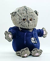 Мягкая игрушка Yi wu jiayu Котик Басик серый 33 см M47438a Синий свитер