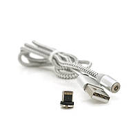 Магнітний кабель PiPo USB 2.0 /Lighting, 1m, 2А, тканинна оплетка, броньований, знімач, Silver, BOX h